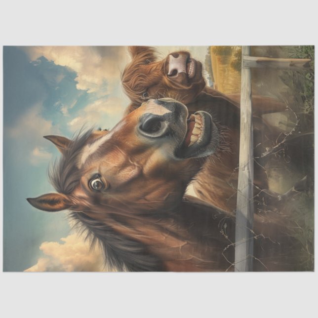 Decoupage Whimsical Photo Funny Face Horse Tissue Paper (Front)