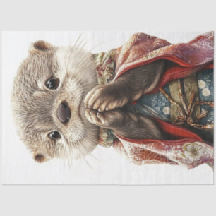 Decoupage Whimsical Praying Otter Japanese Style Tissue Paper