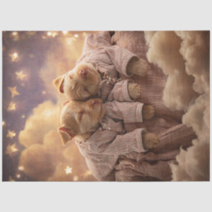 Decoupage Whimsical Puppies Sleeping on Clouds  Tissue Paper