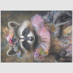 Decoupage Whimsical Racoon Ruffled Coloar Tissue Paper