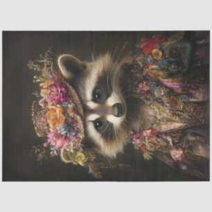 Decoupage Whimsical Racoon Victorian Dressed  Tissue Paper