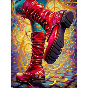 Decoupage Whimsical Red Boots Fantasy Artwork Tissue Paper