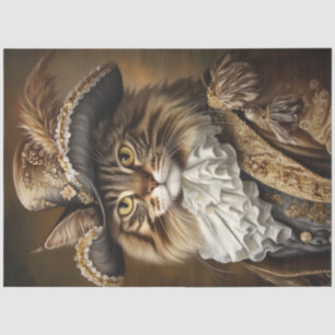 Decoupage Whimsical Royal Cat French Attire  Tissue Paper