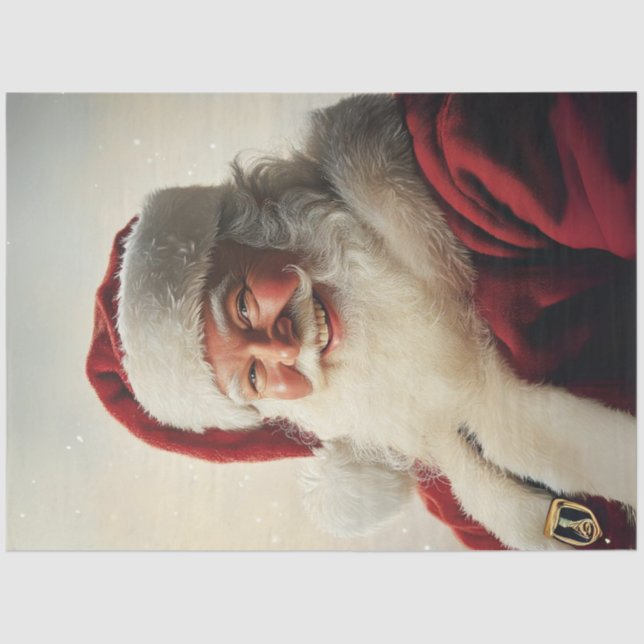 Decoupage Whimsical Santa Real Life Photo Tissue Paper (Front)