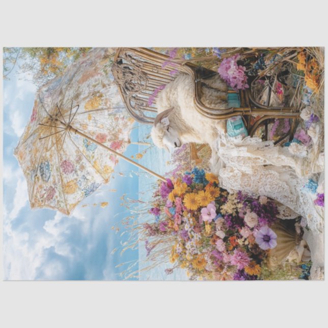 Decoupage Whimsical Sheep Beach Lounging Umbrella  Tissue Paper (Front)