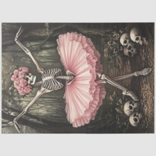 Decoupage Whimsical Skeleton Dancing in Tutu Tissue Paper