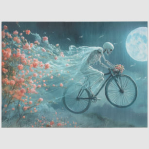 Decoupage Whimsical Skeleton Wedding Bicycle Ride Tissue Paper