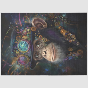 Decoupage Whimsical Steampunk Monkey Vibrant Colou Tissue Paper