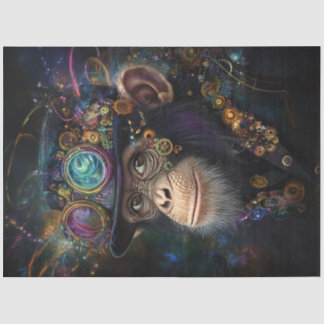 Decoupage Whimsical Steampunk Monkey Vibrant Colou Tissue Paper