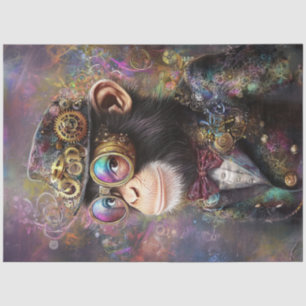 Decoupage Whimsical Steampunk Vibrant Monkey Tissue Paper