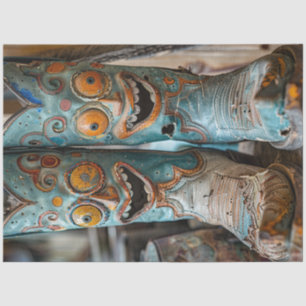 Decoupage Whimsical Stoned Comical Face Boots Tissue Paper