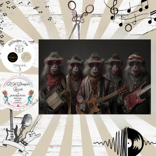 Decoupage Whimsical Swingin Shades Monkey Rock Art Tissue Paper