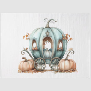 Decoupage Whimsical Teal Pumpkin Carriage  Tissue Paper