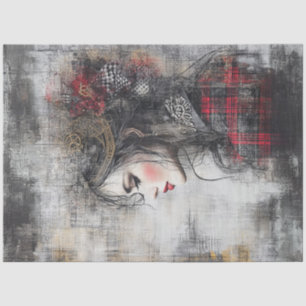 Decoupage Whimsical Valentine Portrait of Lady Tissue Paper