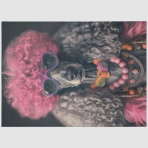 Decoupage Whimsical Vibrant Colore Standard Poodle Tissue Paper