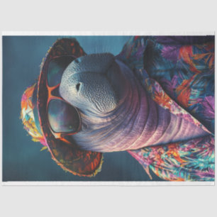 Decoupage Whimsical Vibrant Coloured Beach Manatee Tissue Paper