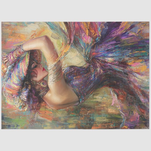 Decoupage Whimsical Vibrant Woman Dancer Tissue Paper (Front)