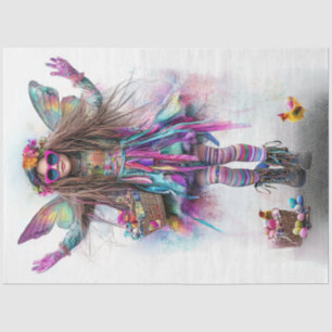 Decoupage Whimsical Vibrantly Dressed Easter Girl Tissue Paper