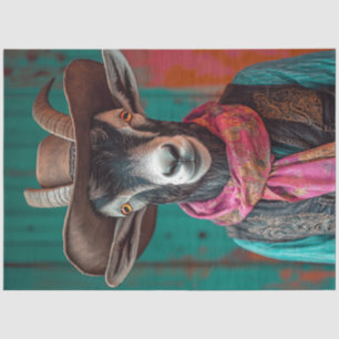 Decoupage Whimsical Western Dressed Goat Tissue Paper