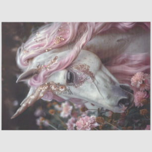 Decoupage Whimsical White Unicorn Pink Mane Tissue Paper