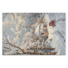 Decoupage Whimsical Winter Church Red Wagon 