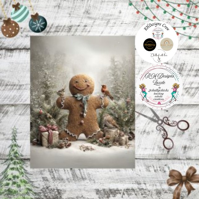 Decoupage Whimsical Winter Gingerbread Scene Tissue Paper (Creator Uploaded)