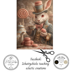 Decoupage Whimsical Wonderland Tea Party Rabbit Tissue Paper