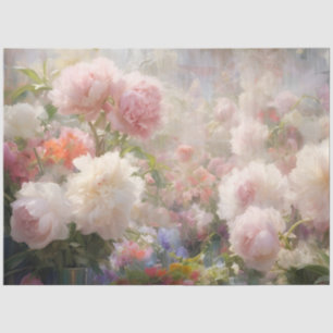Decoupage White & Pink Peonies Watercolor Painting Tissue Paper