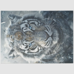 Decoupage White Tiger Guardian of Harmony Artemis Tissue Paper