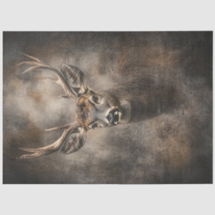 Decoupage Wildlife Deer Portrait Large Antlers  Tissue Paper