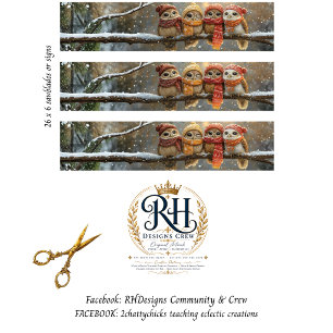 Decoupage Winter Owls Branch Sawblade Wrapping Paper Sheet