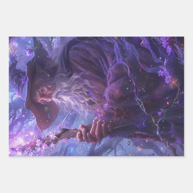 Decoupage Wizards Eldric Enchanter  Wrapping Paper Sheet (Front 3)