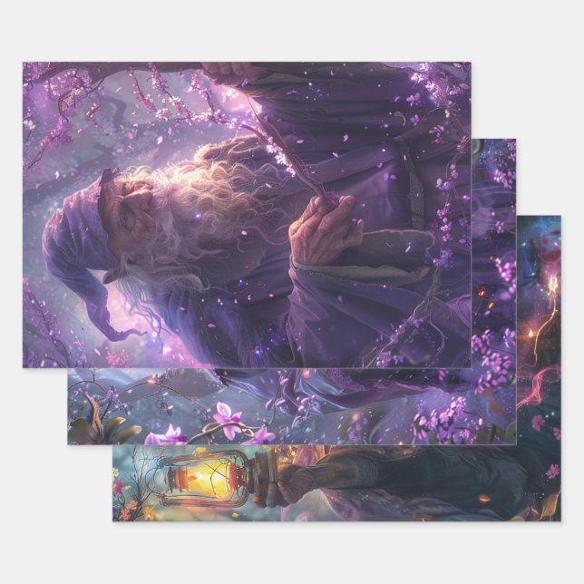 Decoupage Wizards Set of 3  Wrapping Paper Sheet (Set)