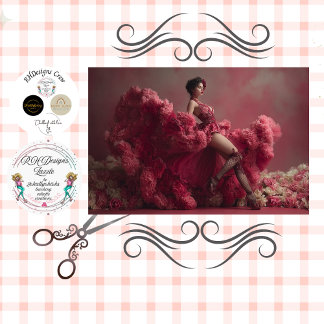 Decoupage Woman Floral Fantasy Corset Valentine Tissue Paper