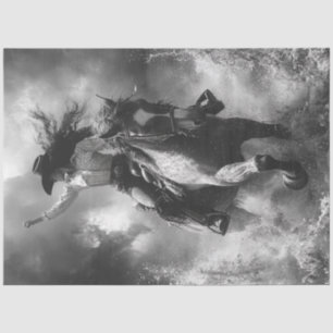 Decoupage Woman Riding Horse Running  Tissue Paper