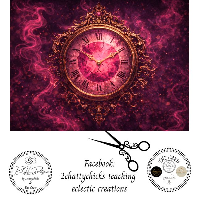 Decoupage Wonderland Crimson Timekeeper Clock  Tissue Paper (Creator Uploaded)