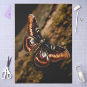 Decoupage Woodland Moth Illustration Tissue Paper