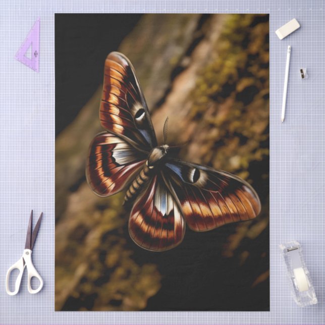 Decoupage Woodland Moth Illustration Tissue Paper (Craft)
