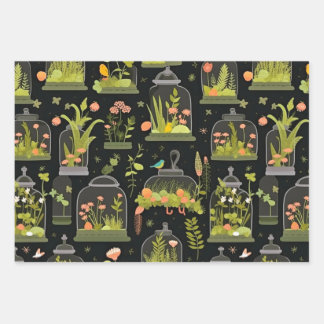 Decoupage Wrapping Paper Terrariums Set of 3