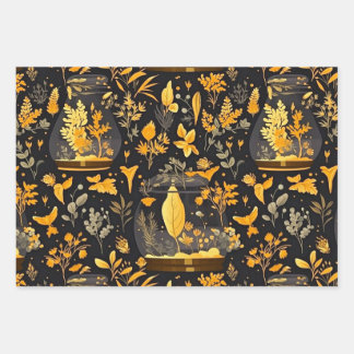 Decoupage Wrapping Paper Terrariums Set of 3