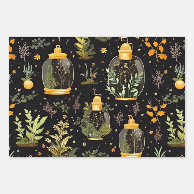 Decoupage Wrapping Paper Terrariums Set of 3 (Front)