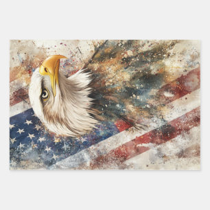 Decoupage Wrapping Paper USA American Flag Eagle