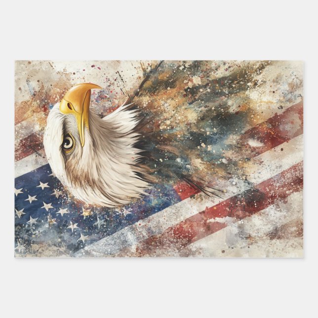 Decoupage Wrapping Paper USA American Flag Eagle (Front 3)