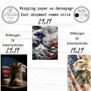 Decoupage Wrapping Paper USA American Flag Eagle