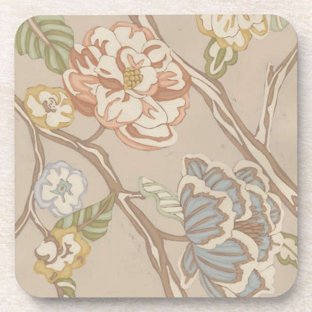 Decrative Organza Chintz Floral Design Coaster (Front)