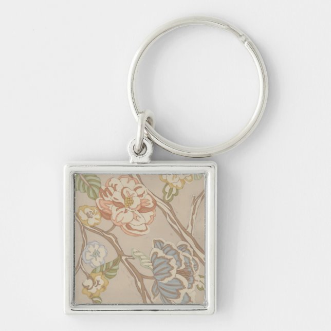 Decrative Organza Chintz Floral Design Key Ring (Front)