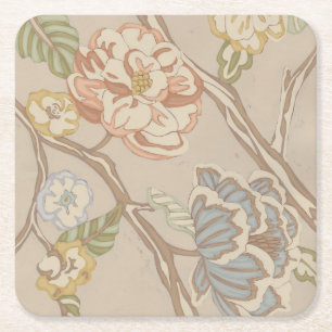 Decrative Organza Chintz Floral Design Square Paper Coaster