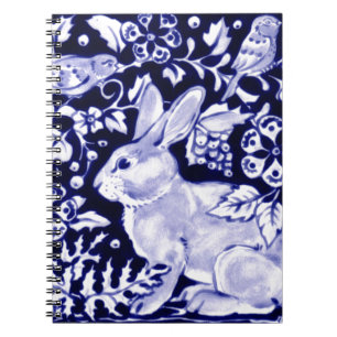 Dedham Blue Rabbit, Classic Blue & White Design Notebook