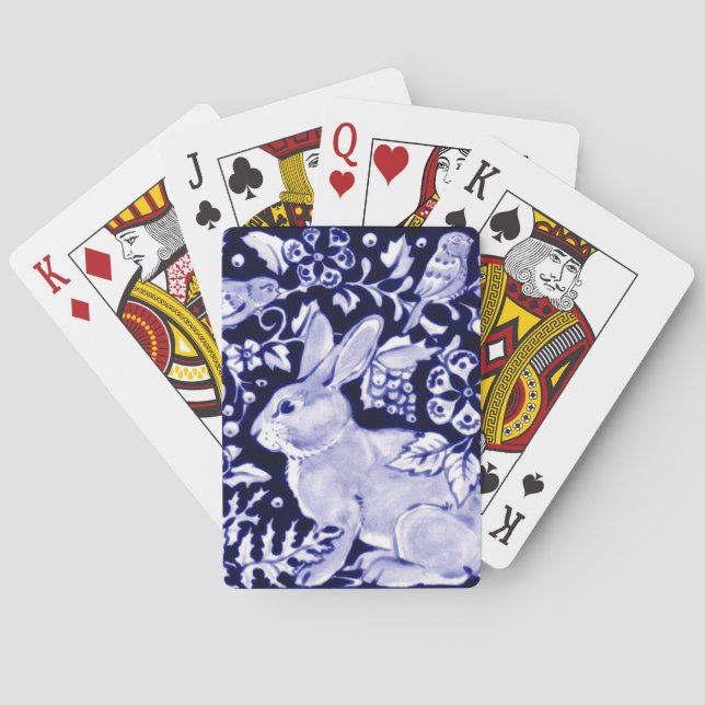 Dedham Blue Rabbit, Classic Blue & White Design Pl Playing Cards (Back)