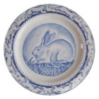 "Dedham Blue" Rabbit Design Plate, Blue & White